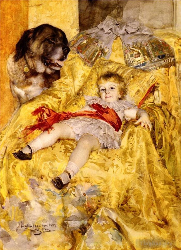 安德斯·伦纳德·佐恩 的油画作品 -  《克里斯蒂安·德·法尔贝的肖像》