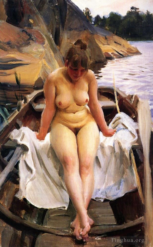 安德斯·伦纳德·佐恩 的油画作品 -  《我沃纳斯·埃卡,(Werners,Eka),在沃纳斯划艇》