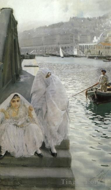 安德斯·伦纳德·佐恩 的油画作品 -  《在阿尔及尔的港口》