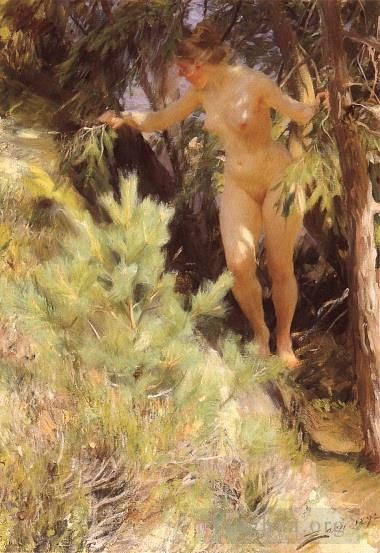 安德斯·伦纳德·佐恩 的油画作品 -  《冷杉下的裸体》