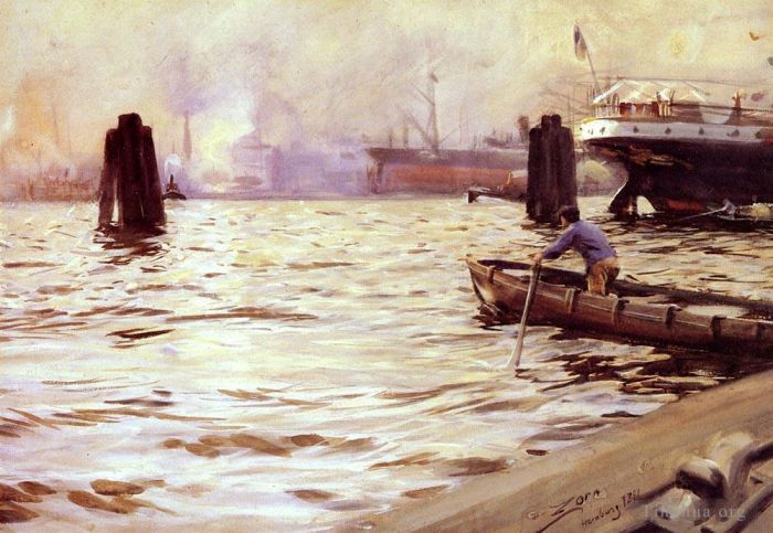 安德斯·伦纳德·佐恩 的各类绘画作品 -  《汉堡港》