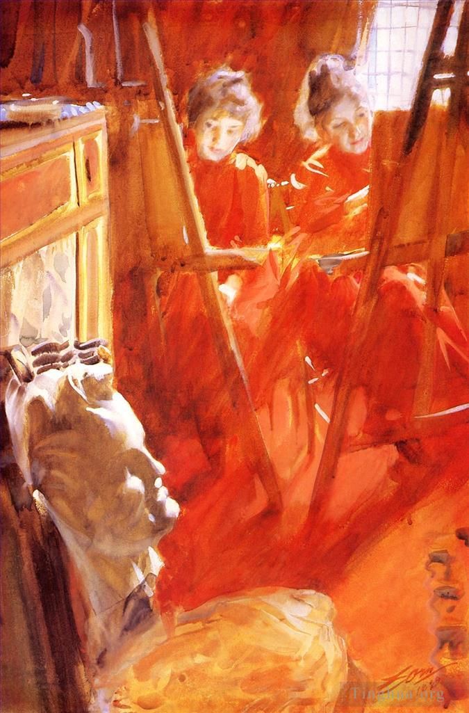 安德斯·伦纳德·佐恩 的各类绘画作品 -  《施瓦茨少女》