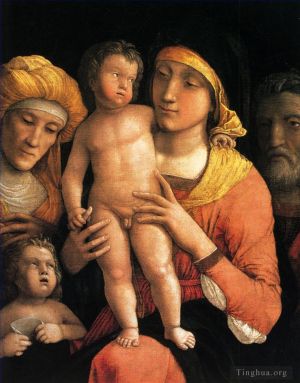 艺术家安德里亚·蒙塔纳作品《神圣家族与圣人伊丽莎白和婴儿施洗者约翰》