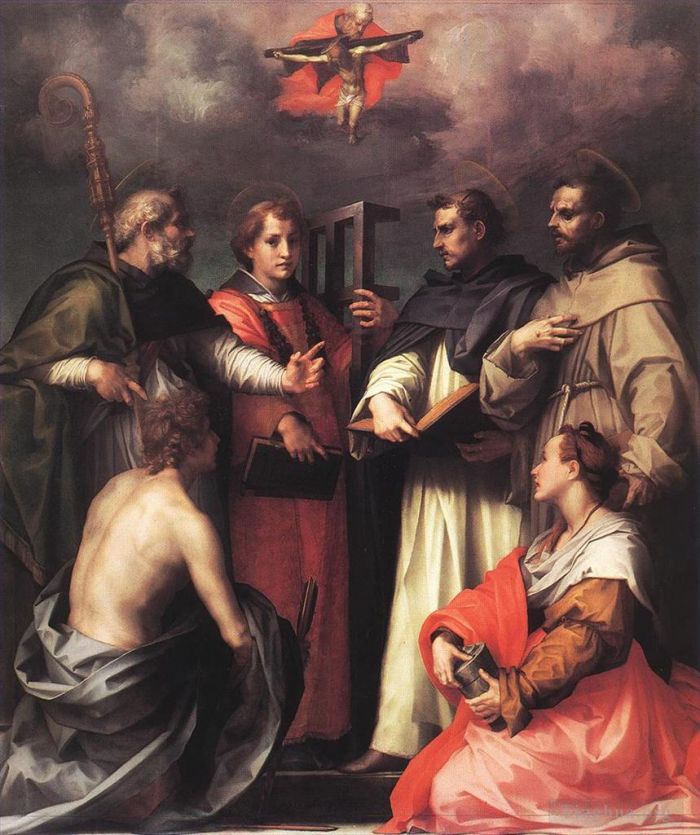 安德列亚·德尔萨托 的油画作品 -  《关于三位一体的争论》