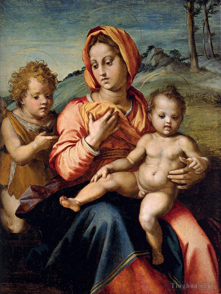 安德列亚·德尔萨托作品《麦当娜和孩子与婴儿圣约翰在风景中》