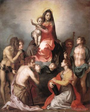 艺术家安德列亚·德尔萨托作品《荣耀与圣徒中的麦当娜》