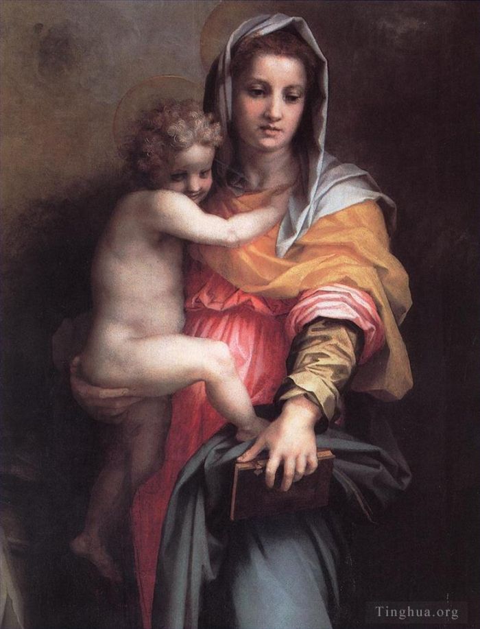 安德列亚·德尔萨托 的油画作品 -  《鹰身女妖圣母细节》