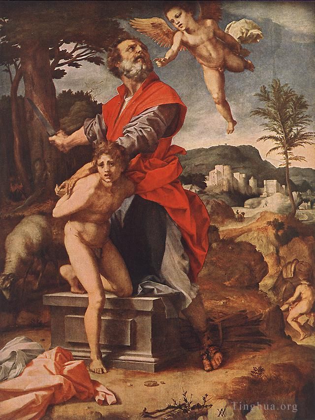 安德列亚·德尔萨托 的油画作品 -  《亚伯拉罕的牺牲》