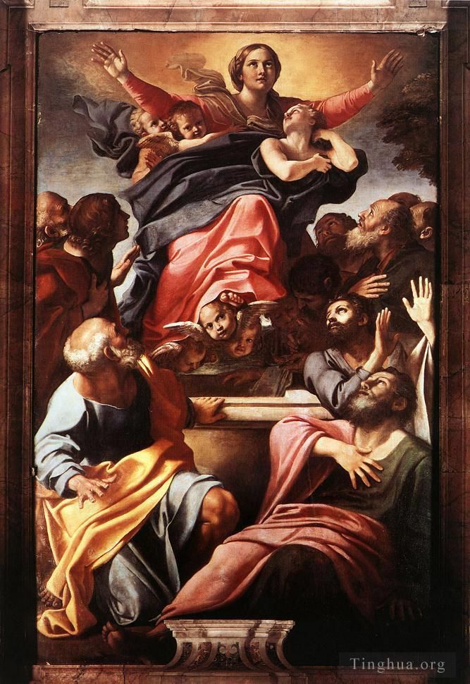 阿尼巴尔·卡拉齐 的油画作品 -  《圣母玛利亚的升天》