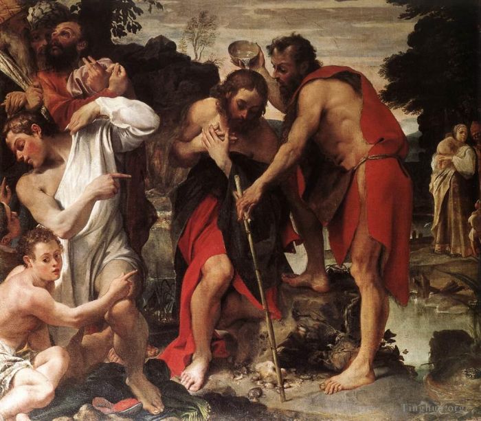 阿尼巴尔·卡拉齐 的油画作品 -  《基督的洗礼》