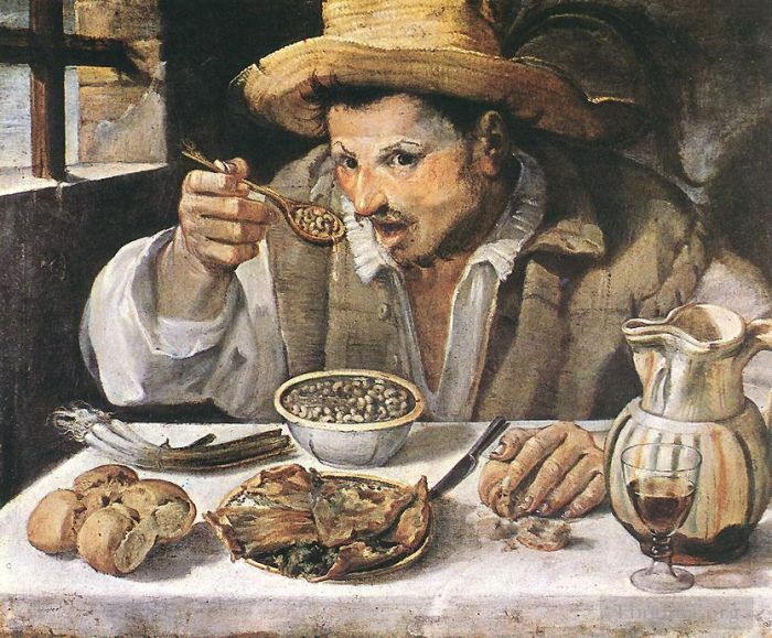 阿尼巴尔·卡拉齐 的油画作品 -  《食豆者》