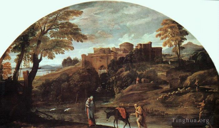 阿尼巴尔·卡拉齐 的油画作品 -  《逃往埃及》