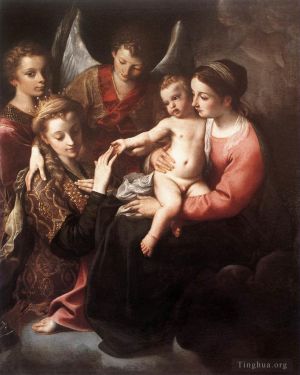艺术家阿尼巴尔·卡拉齐作品《圣凯瑟琳的神秘婚姻》