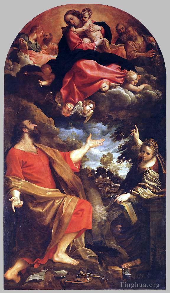 阿尼巴尔·卡拉齐作品《圣母向圣卢克和凯瑟琳显现》