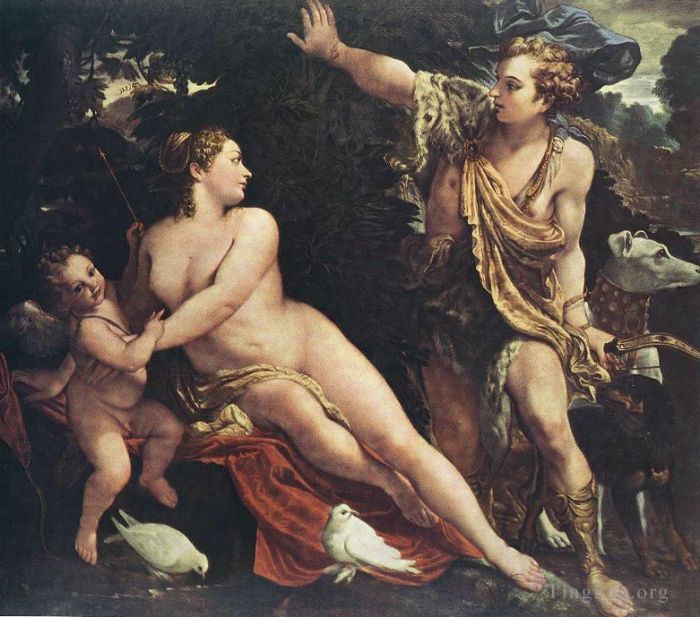 阿尼巴尔·卡拉齐 的油画作品 -  《维纳斯和阿多尼斯》