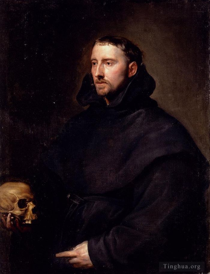 安东尼·凡·戴克 的油画作品 -  《持有头骨的本笃会修道士的肖像》