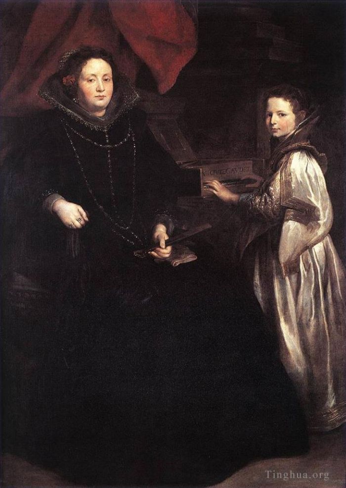 安东尼·凡·戴克 的油画作品 -  《波尔齐亚·因佩里亚莱和她的女儿的肖像》