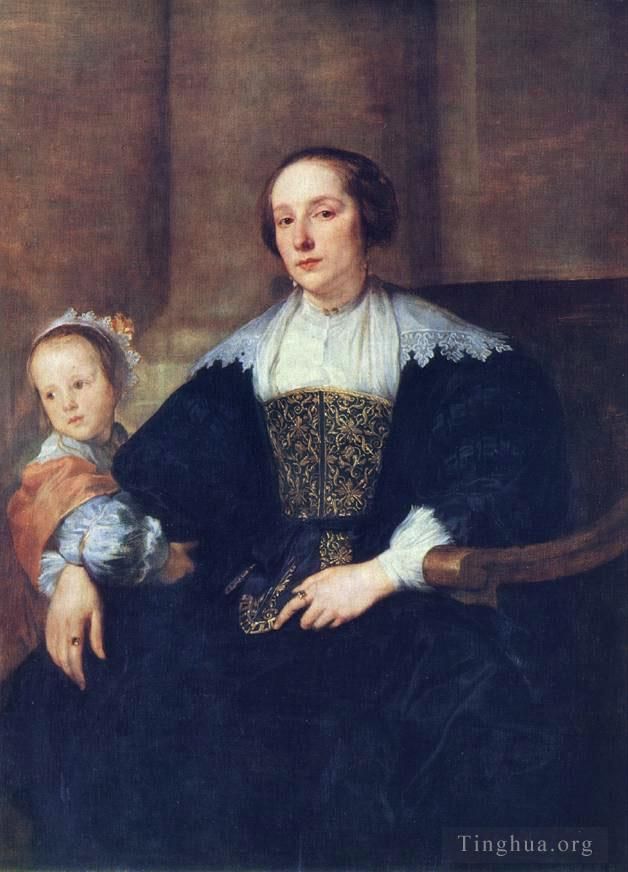 安东尼·凡·戴克 的油画作品 -  《科林·德·诺尔的妻子和女儿》