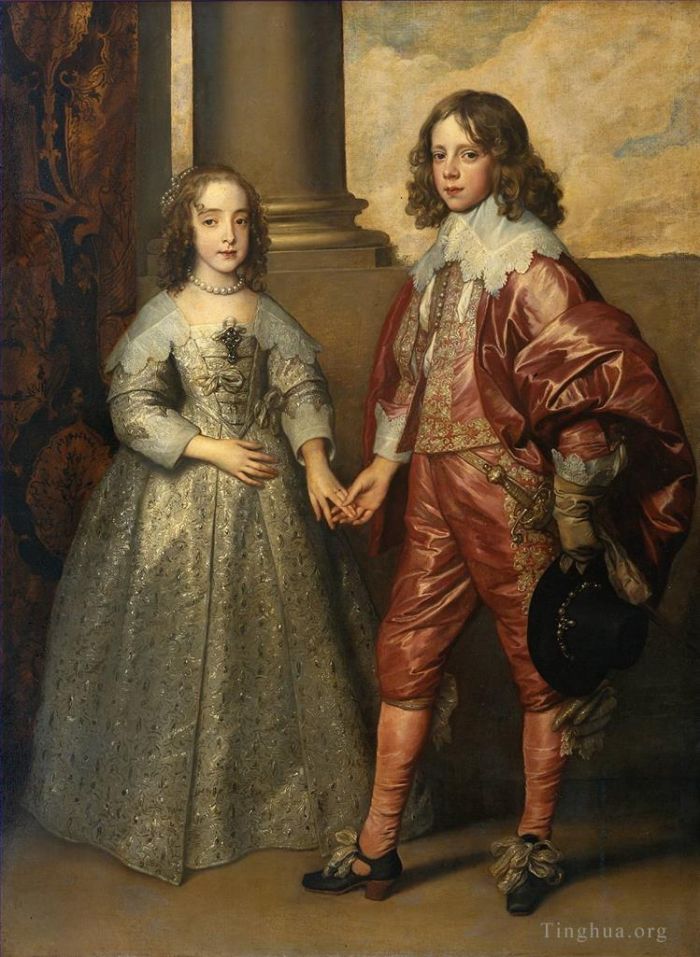 安东尼·凡·戴克 的油画作品 -  《奥兰治亲王威廉二世和亨丽埃塔·玛丽·斯图尔特公主》