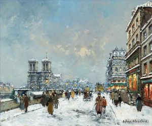 艺术家安托万·布兰卡德作品《巴黎圣母院和码头》