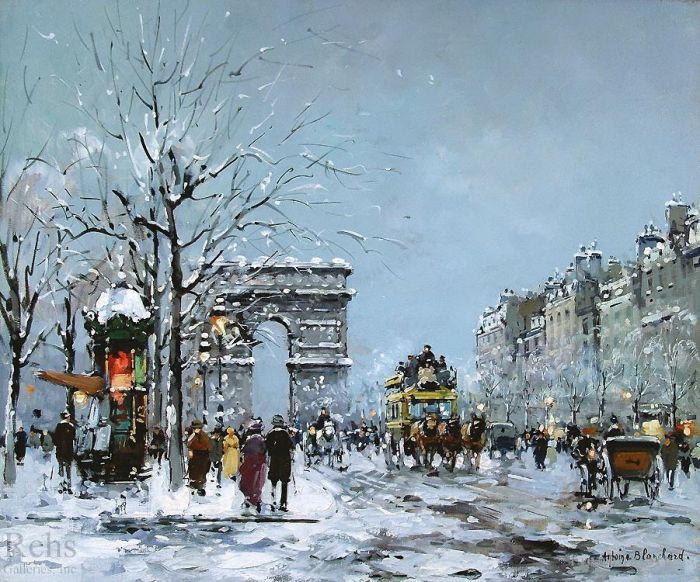 安托万·布兰卡德 的油画作品 -  《香榭丽舍大街的冬天》
