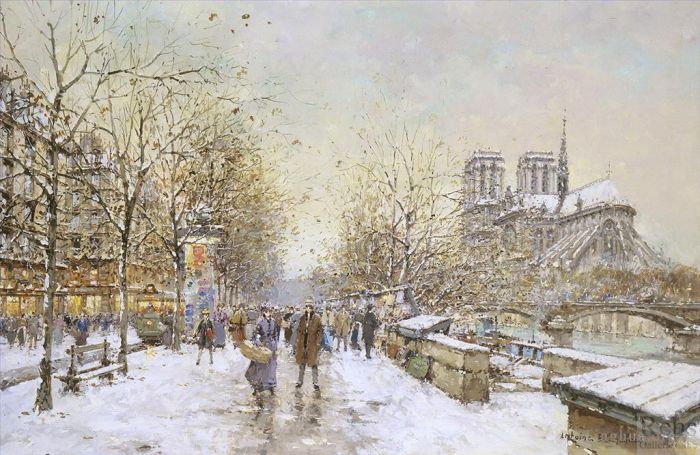 安托万·布兰卡德 的油画作品 -  《巴黎圣母院的冬天》
