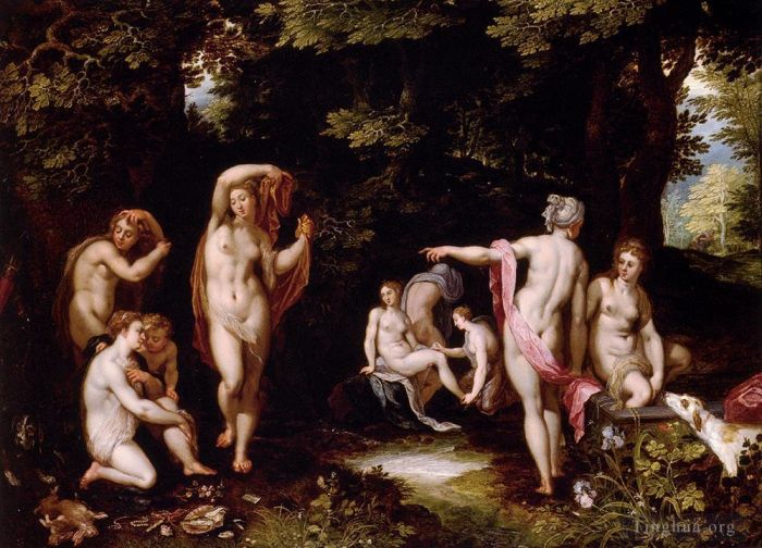让·安东尼·华托 的油画作品 -  《勃鲁盖尔·扬·戴安娜和阿克泰翁》
