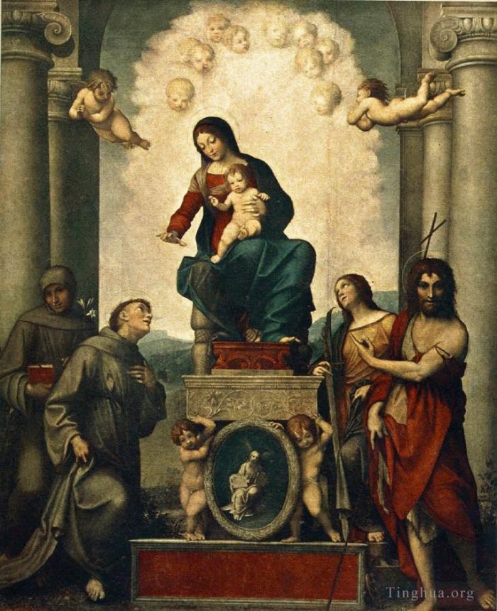 安东尼奥·达·柯列乔 的油画作品 -  《麦当娜与圣弗朗西斯》