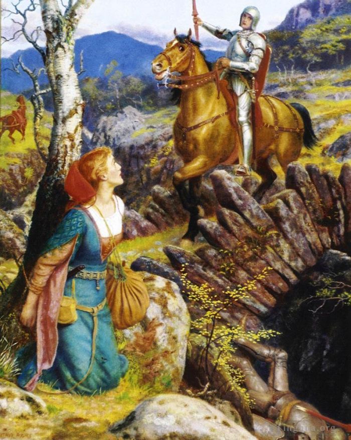 亚瑟·休斯 的油画作品 -  《推翻生锈骑士》