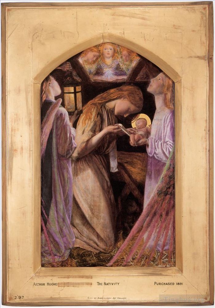 亚瑟·休斯 的油画作品 -  《耶稣诞生》