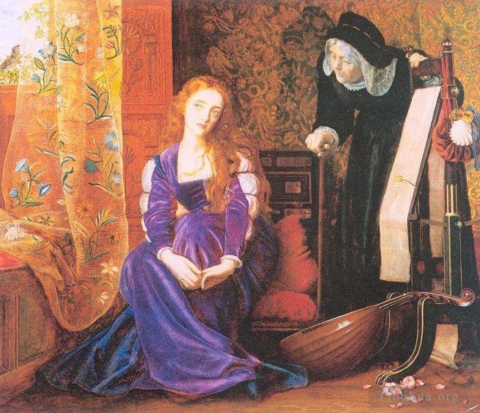 亚瑟·休斯 的油画作品 -  《痛苦的心又名不再叹息女士们不再叹息》