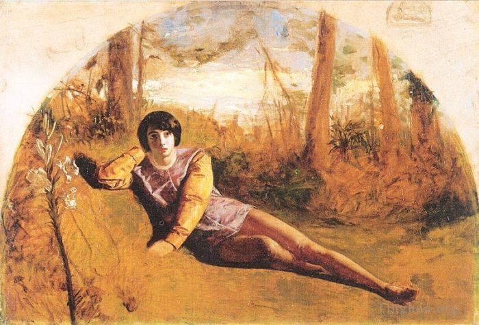 亚瑟·休斯 的各类绘画作品 -  《年轻诗人》
