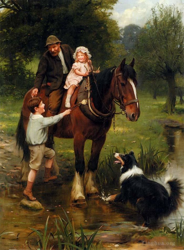 亚瑟·约翰·埃尔斯利 的油画作品 -  《伸出援助之手》
