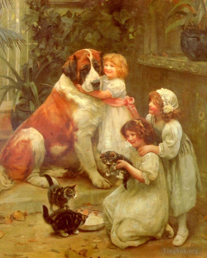 亚瑟·约翰·埃尔斯利 的油画作品 -  《家庭最爱》