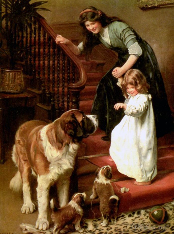 亚瑟·约翰·埃尔斯利 的油画作品 -  《晚安》