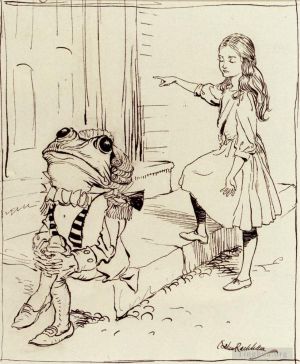 艺术家亚瑟·拉克汉作品《爱丽丝与青蛙男仆》