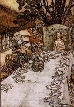 艺术家亚瑟·拉克汉作品《爱丽丝梦游仙境疯狂茶会》