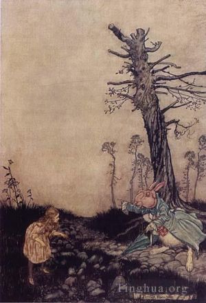 艺术家亚瑟·拉克汉作品《爱丽丝梦游仙境,掉进兔子洞》