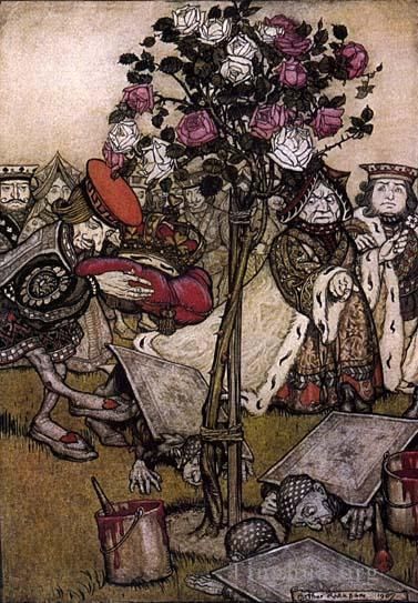 亚瑟·拉克汉 的各类绘画作品 -  《爱丽丝梦游仙境皇后槌球场》