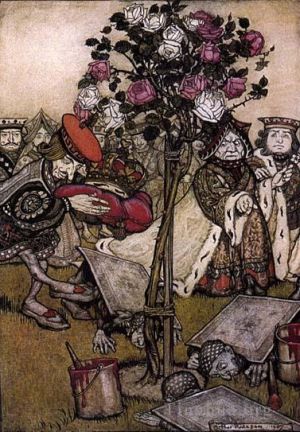 艺术家亚瑟·拉克汉作品《爱丽丝梦游仙境皇后槌球场》