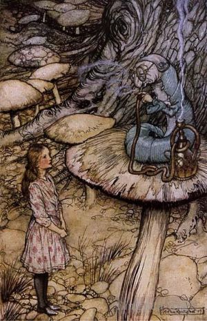 艺术家亚瑟·拉克汉作品《爱丽丝梦游仙境兔子寄来一张小钞票》