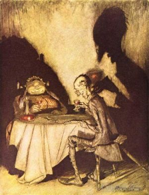 艺术家亚瑟·拉克汉作品《鹅妈妈杰克斯普拉特和他的妻子》