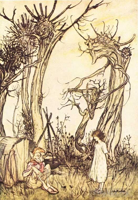 亚瑟·拉克汉 的各类绘画作品 -  《荒野中的鹅妈妈人》