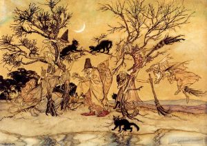艺术家亚瑟·拉克汉作品《女巫安息日》