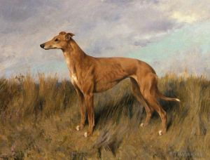 艺术家亚瑟·沃德尔作品《亨丽埃塔·霍恩,灰狗犬》