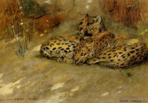 艺术家亚瑟·沃德尔作品《东非豹的研究》