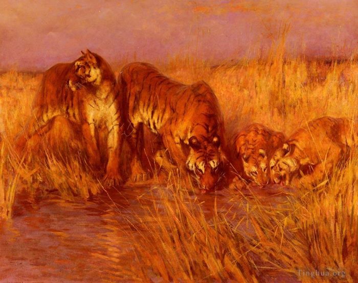 亚瑟·沃德尔 的油画作品 -  《老虎池》