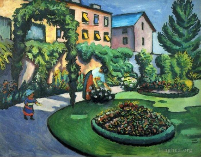 奥古斯特·麦克 的油画作品 -  《一个花园》