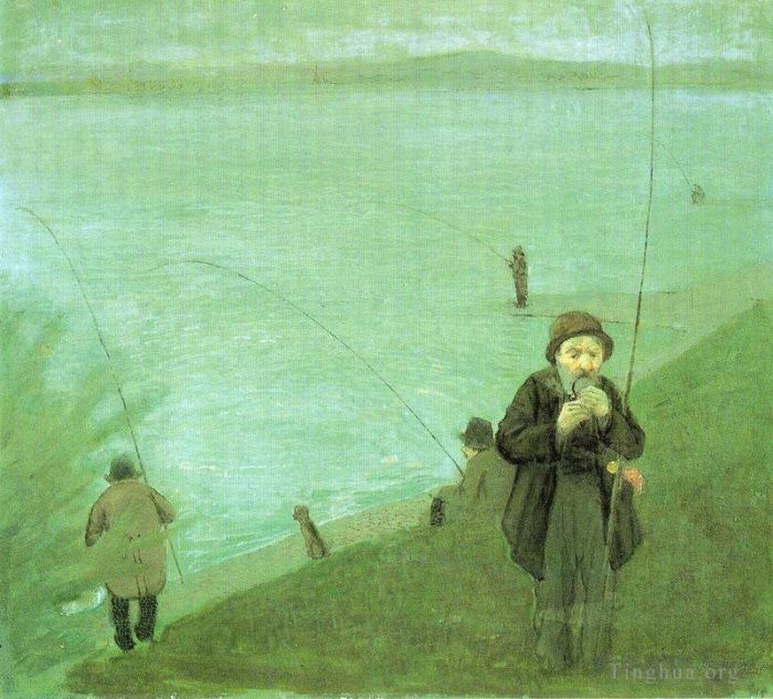 奥古斯特·麦克 的油画作品 -  《莱茵河畔安格莱森》