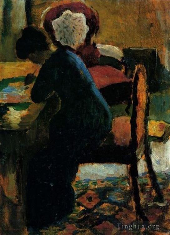 奥古斯特·麦克 的油画作品 -  《伊丽莎白在办公桌前》